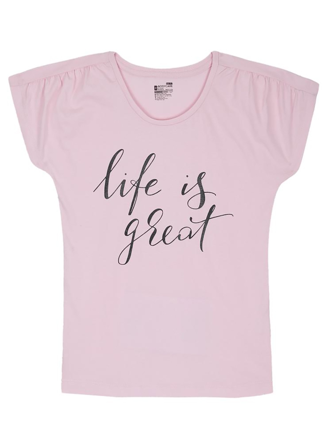 

Bodycare Kids Girls Typography Round Neck Antiviral Cotton T-shirt, Pink