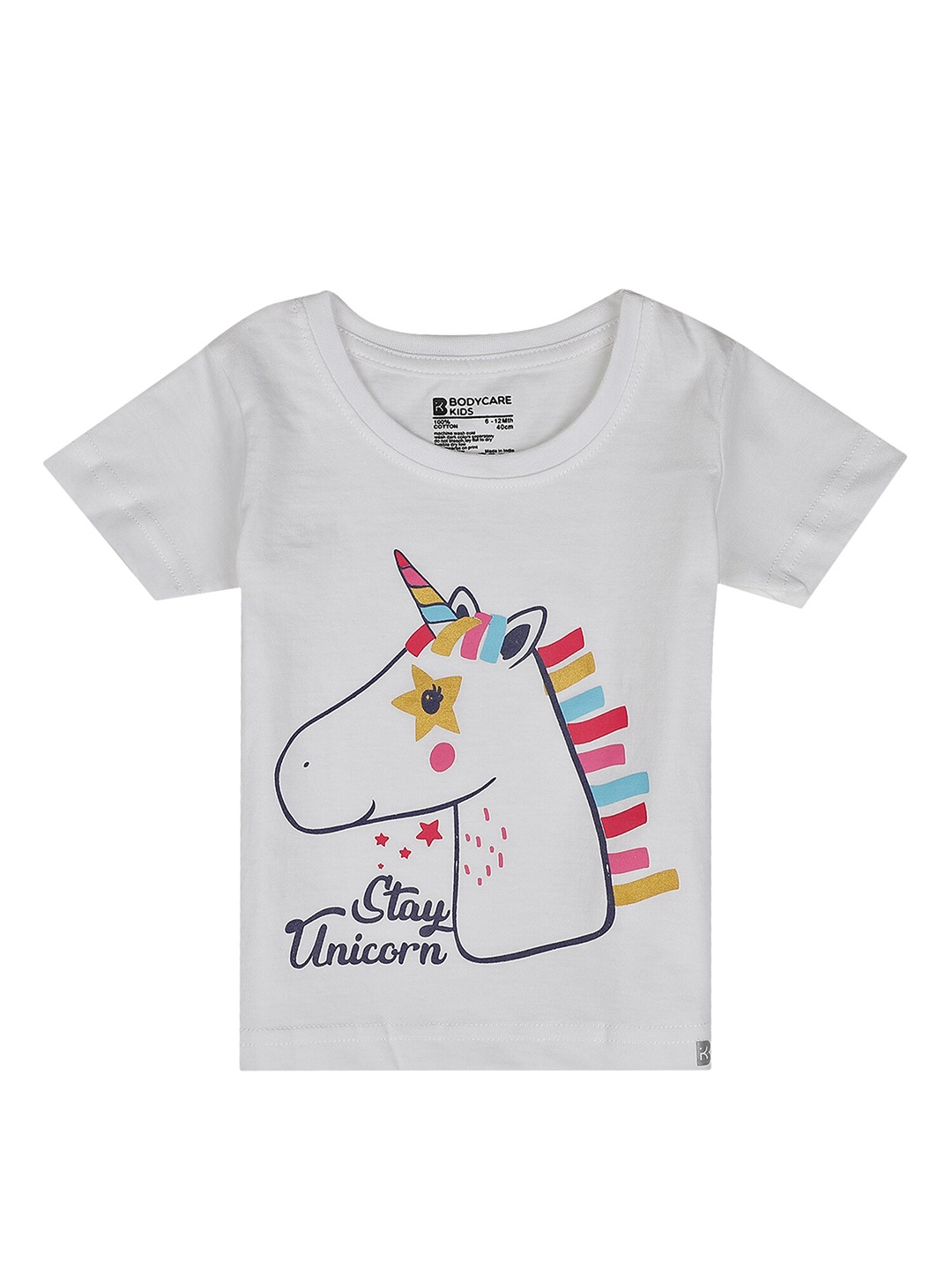 

Bodycare Kids Girls Graphic Printed Antiviral Cotton T-shirt, White