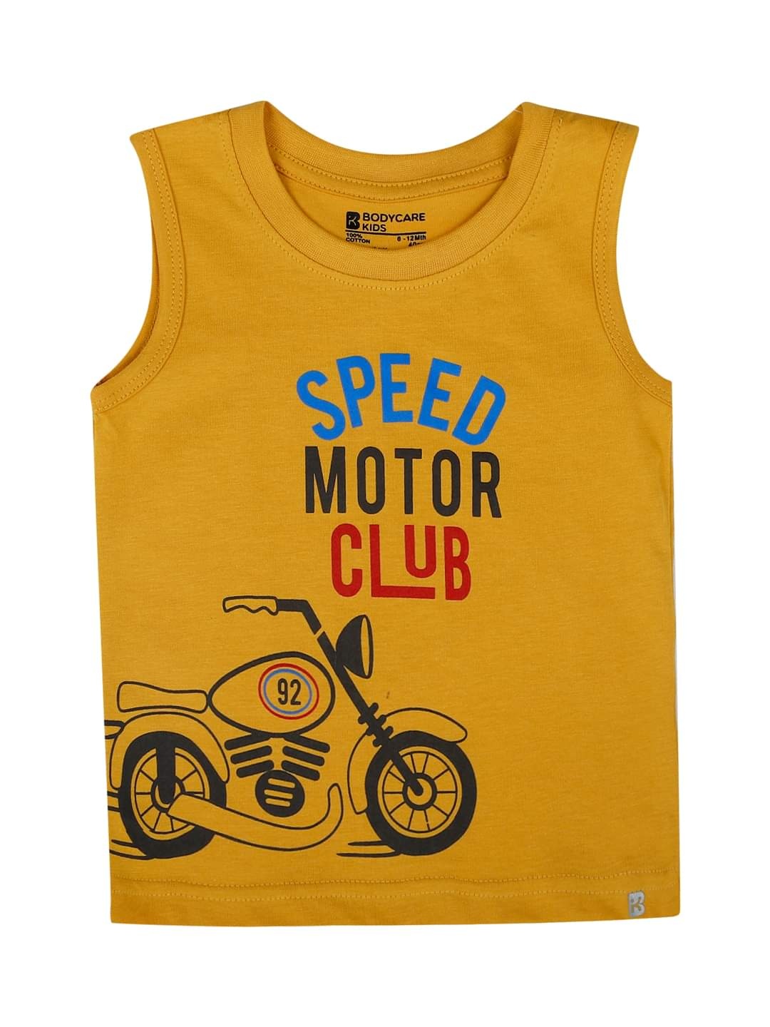 

Bodycare Kids Boys Sleeveless Typography Printed Antiviral Cotton T-shirt, Mustard