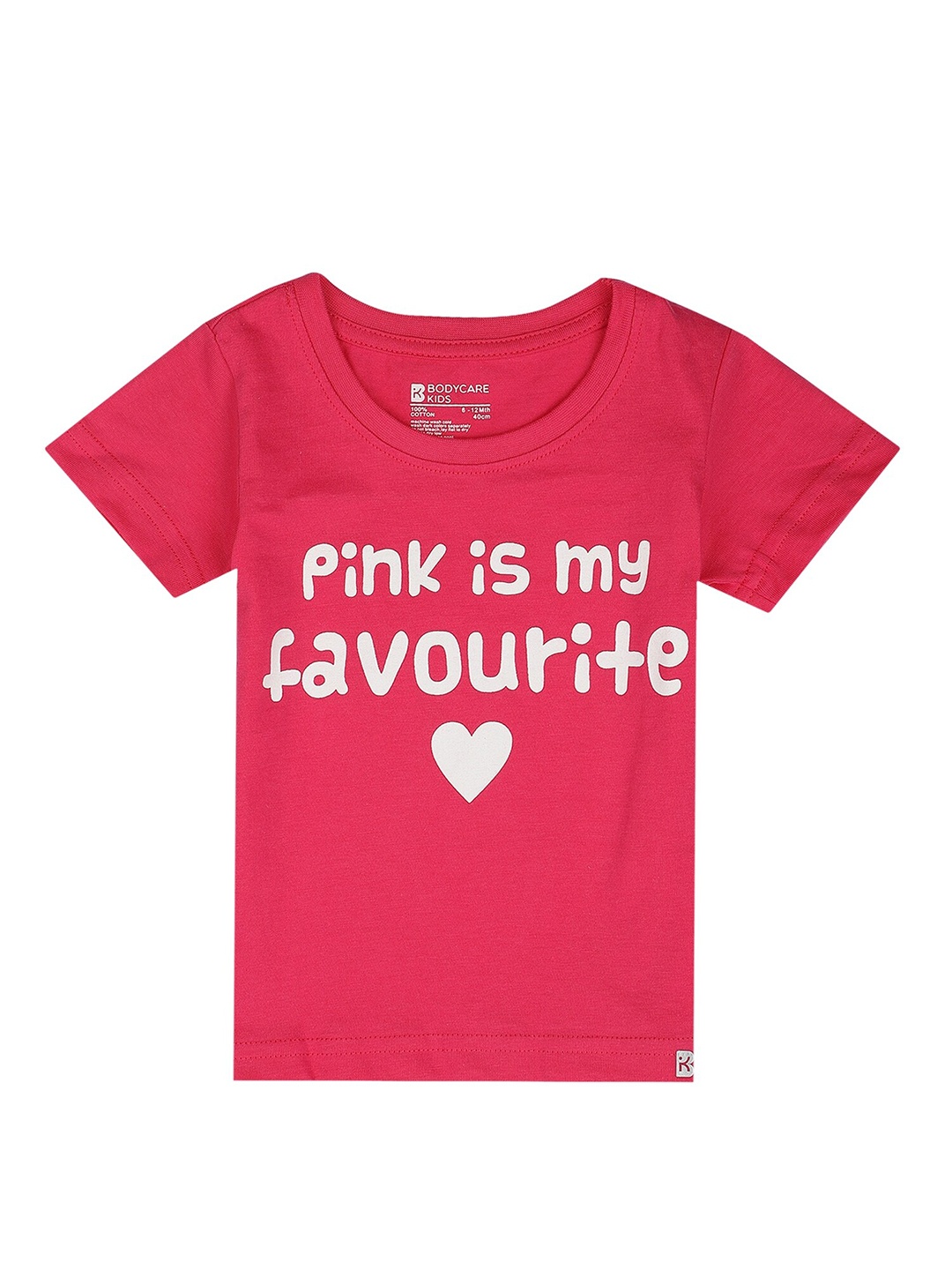 

Bodycare Kids Girls Typography Printed Antiviral Cotton T-shirt, Fuchsia