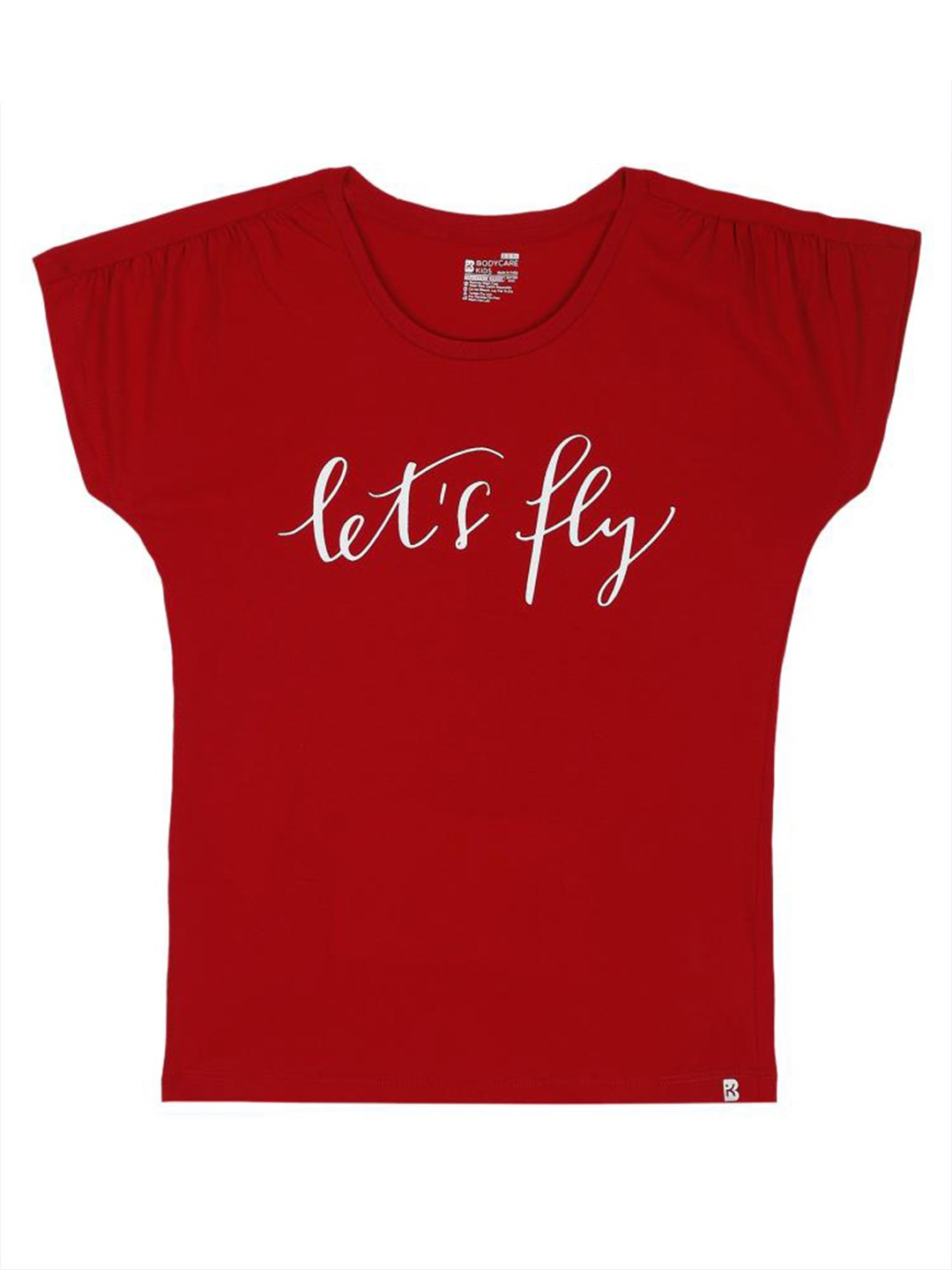 

Bodycare Kids Girls Typography Printed Antiviral Anti Bacterial Cotton T-shirt, Red