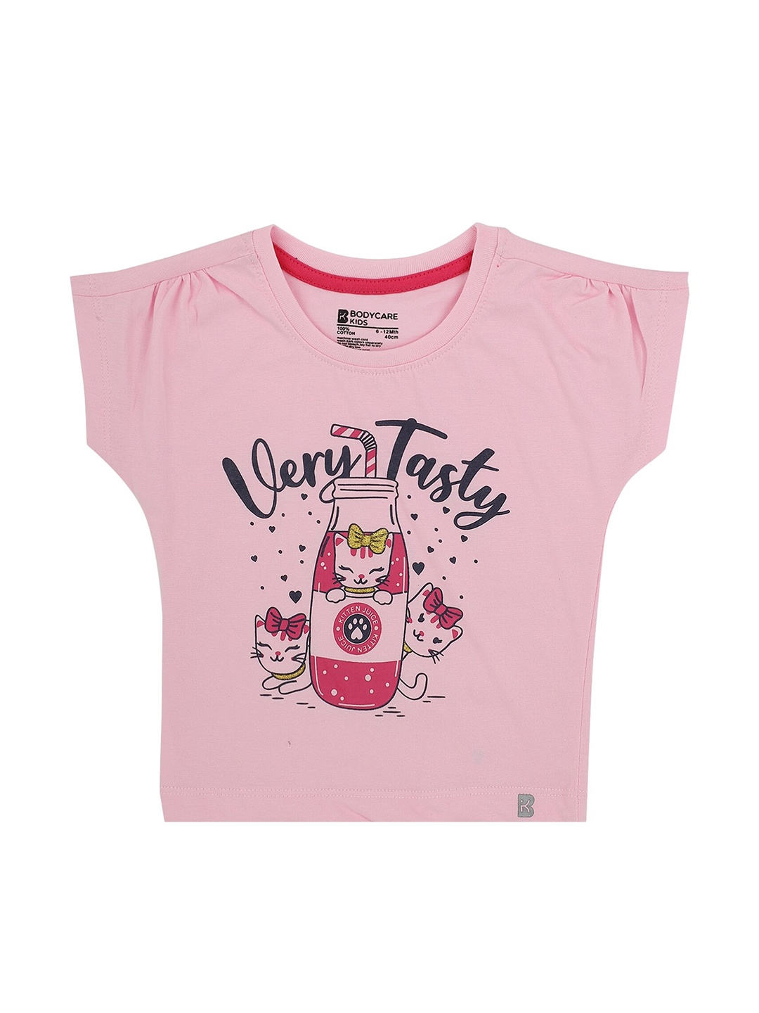 

Bodycare Kids Girls Graphic Printed Antiviral Anti Bacterial Cotton T-shirt, Pink