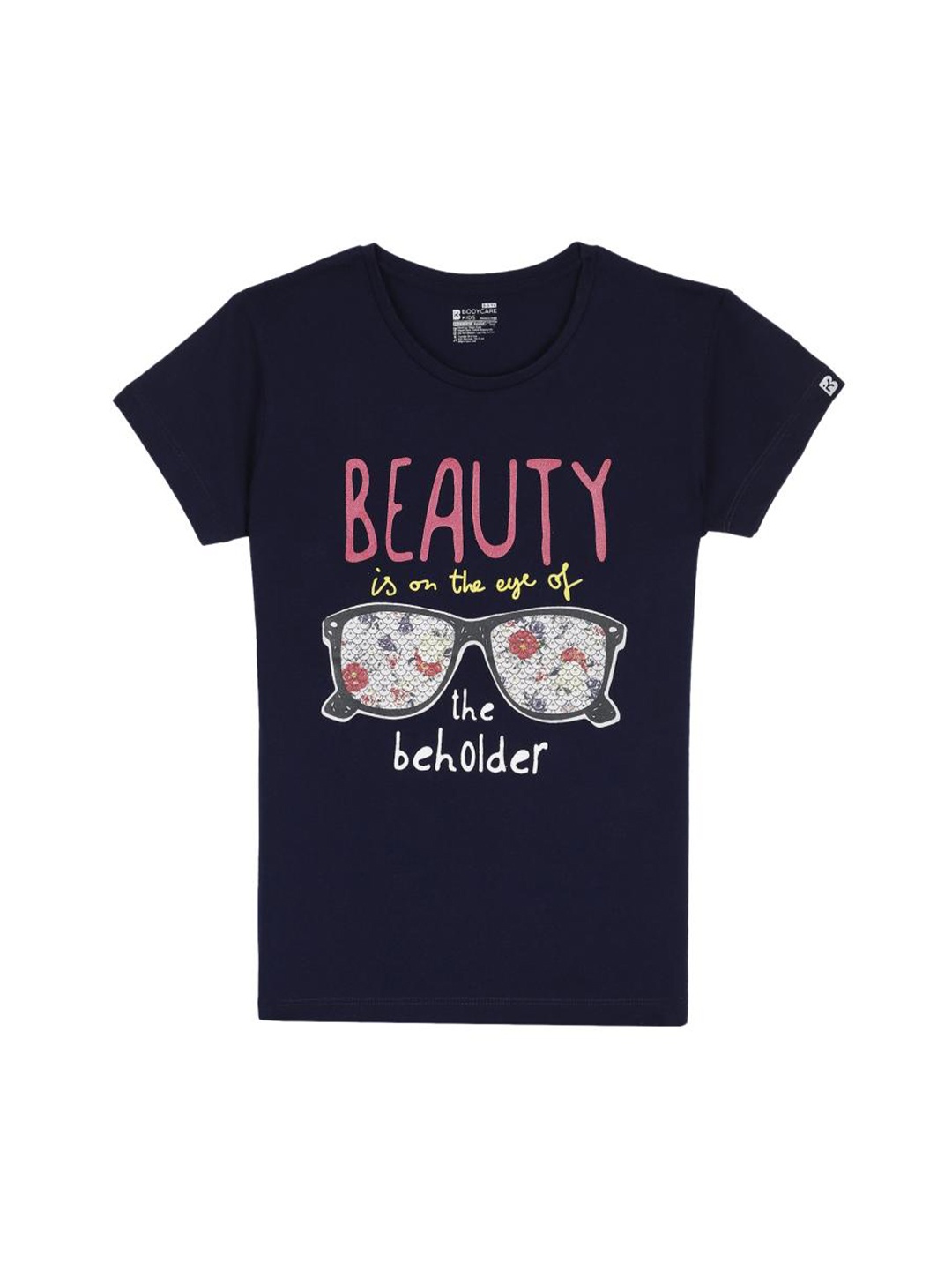 

Bodycare Kids Girls Typography Printed Antiviral Anti Bacterial Cotton T-shirt, Blue