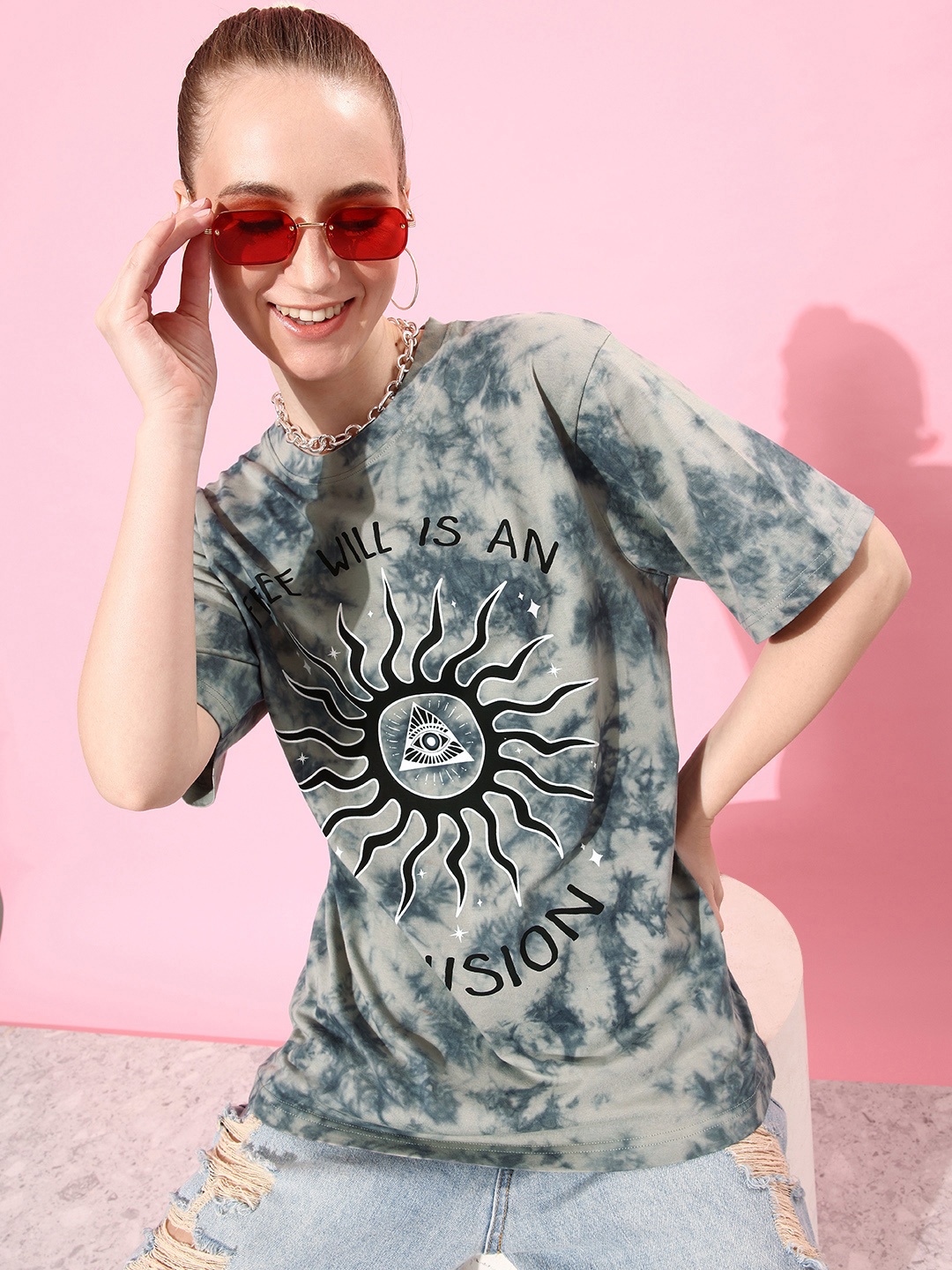 

DILLINGER Women Tie & Dye Graphic Print Oversized T-shirt, Multi