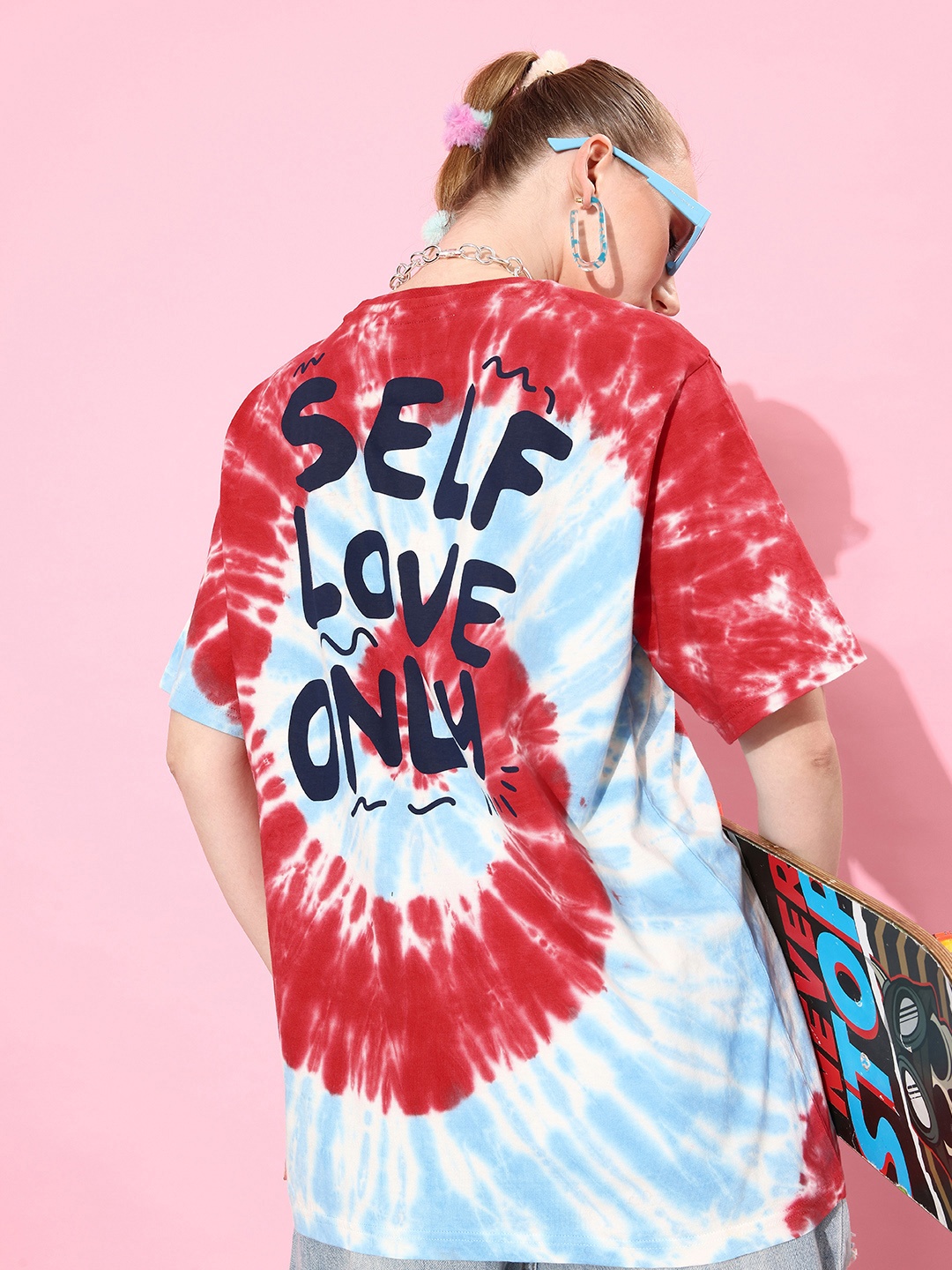 

DILLINGER Women Tie & Dye Graphic Print Oversized T-shirt, Multi