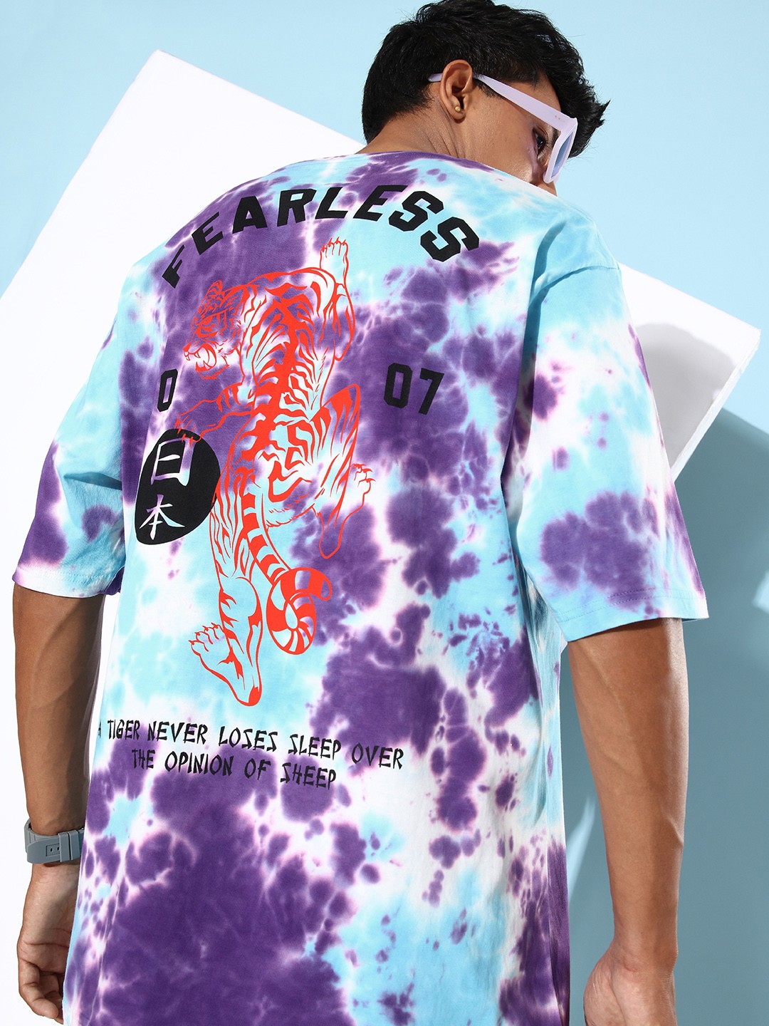 

Difference of Opinion Men Multicoloured Tie & Dye Oversized Pure Cotton Longline T-shirt, Multi