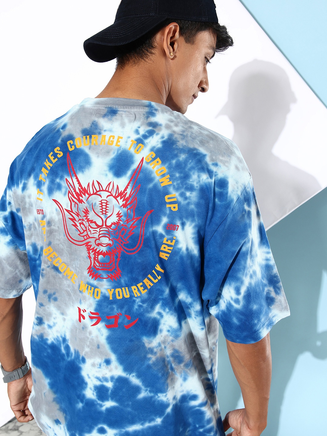 

Difference of Opinion Men Multicoloured Tie & Dye Oversized Pure Cotton Longline T-shirt, Multi