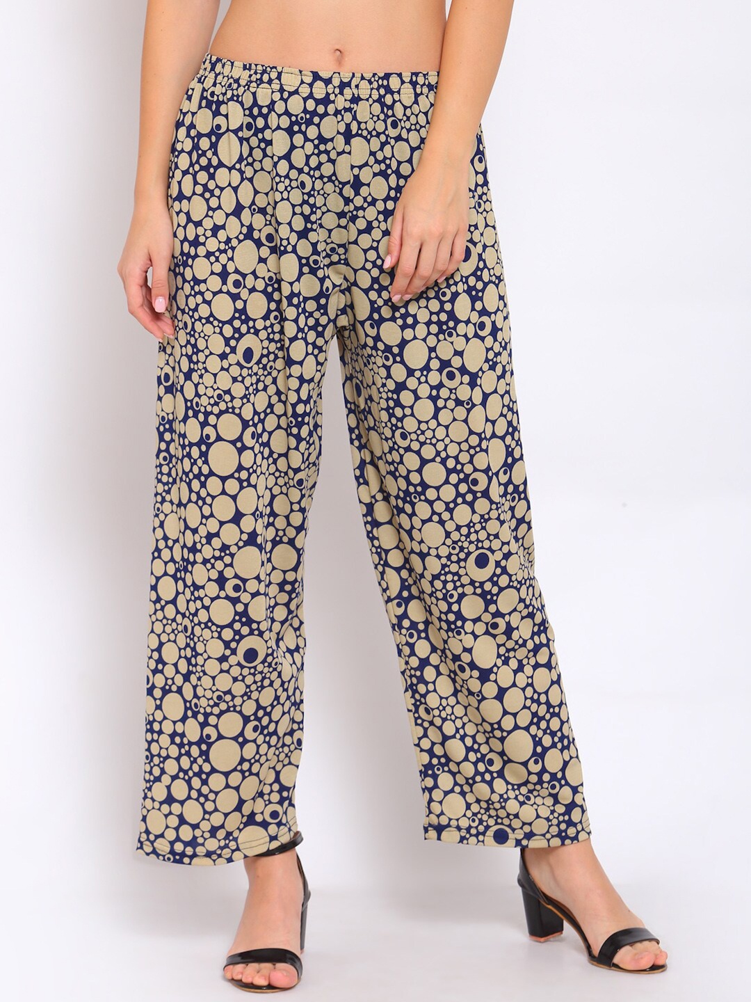 

KLOTTHE Women Abstract Printed Palazzo, Beige