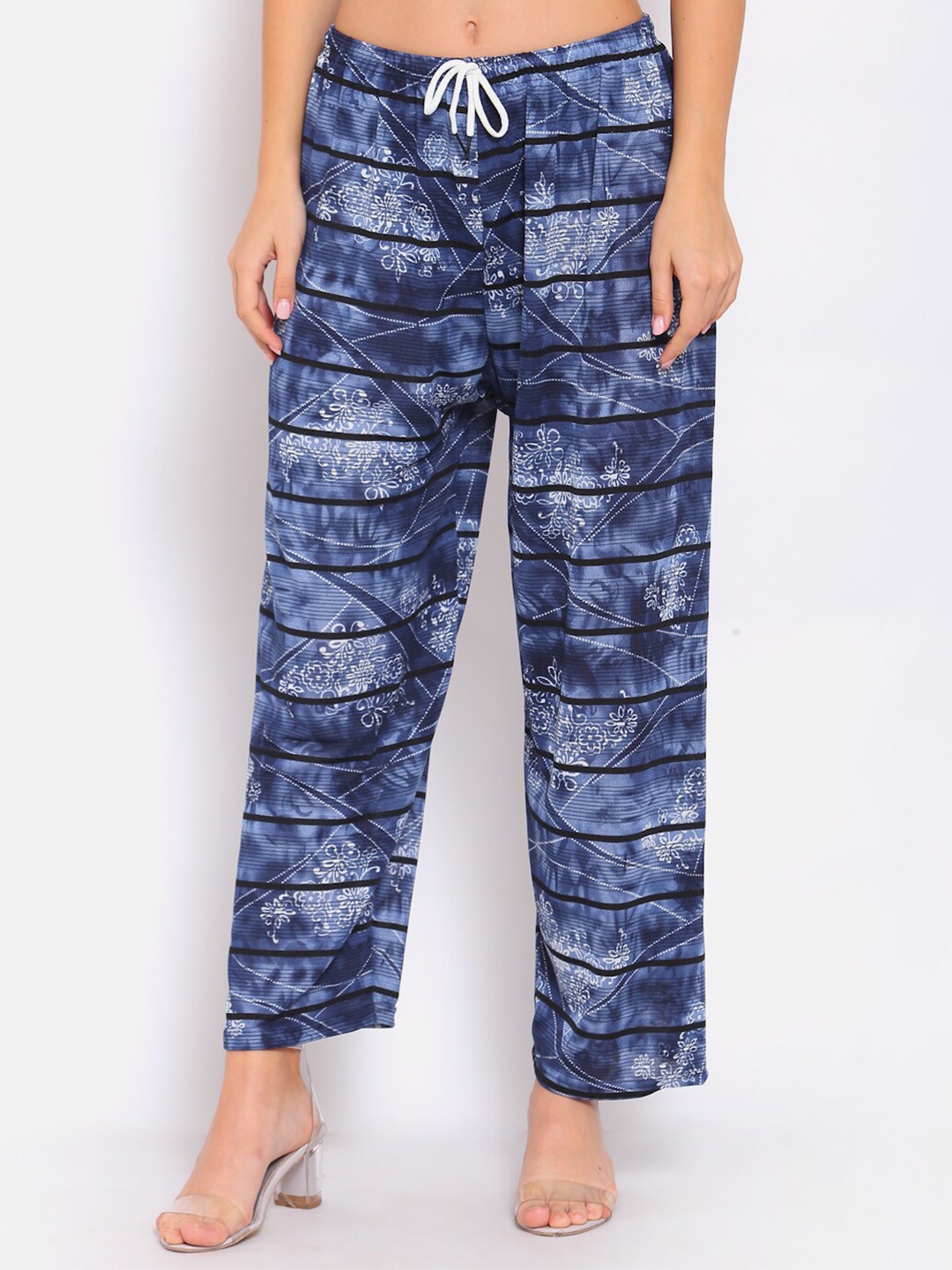 

KLOTTHE Women Abstract-Printed Wide Leg Palazzo, Blue