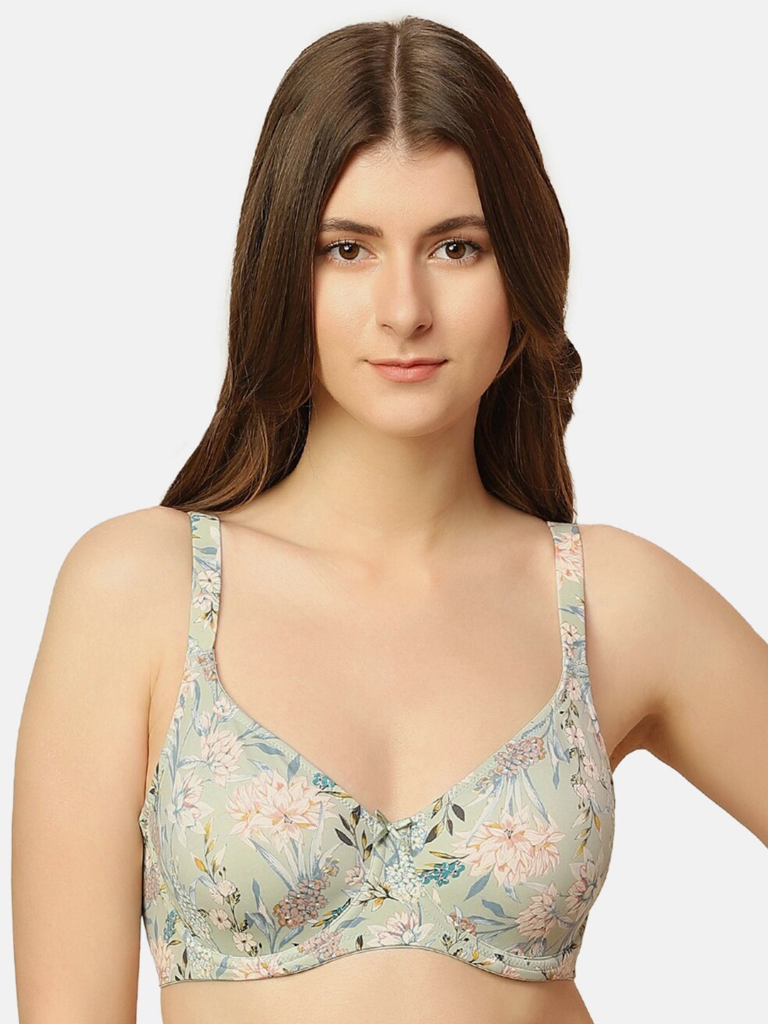 

Triumph Floral Printed Non-Padded Underwired All Day Comfort Seamless Minimizer Bra, Sea green