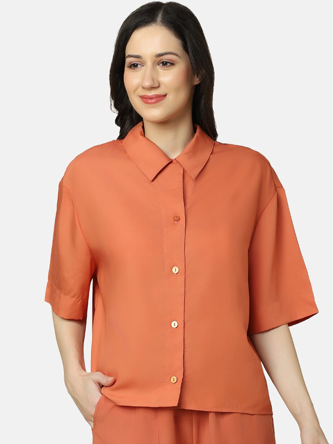 Triumph Dropped Shoulder Oversized Boxy Shirt, Orange