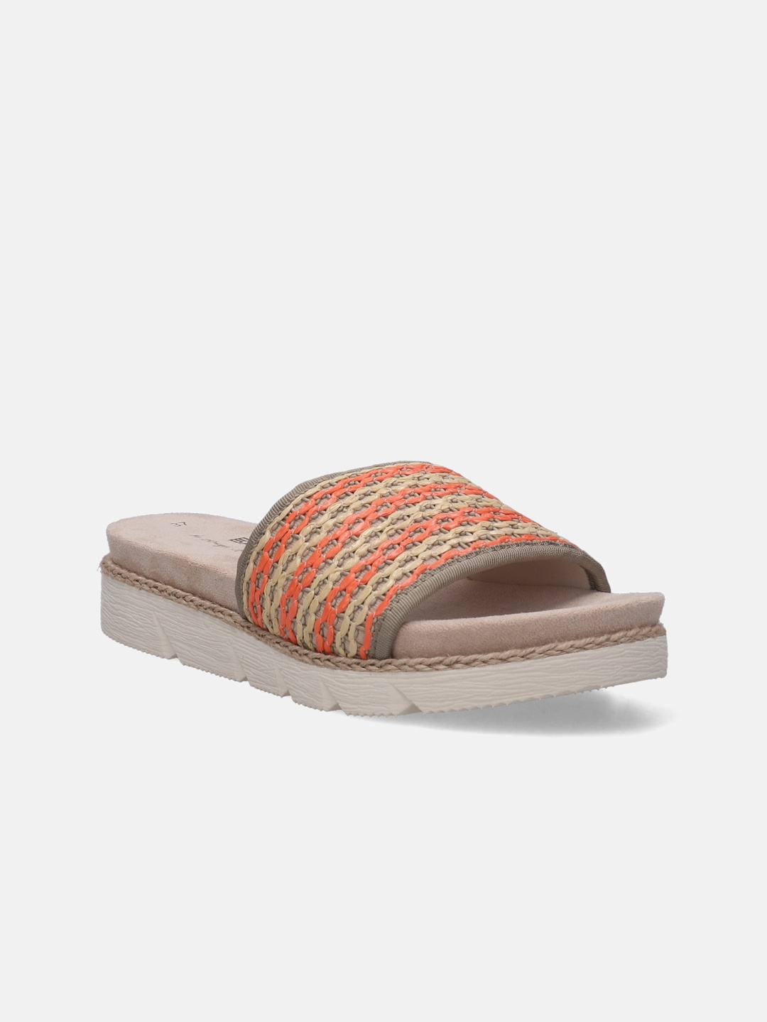 

BAGATT Women Kiko Woven Design Open Toe Slip On Flats, Beige