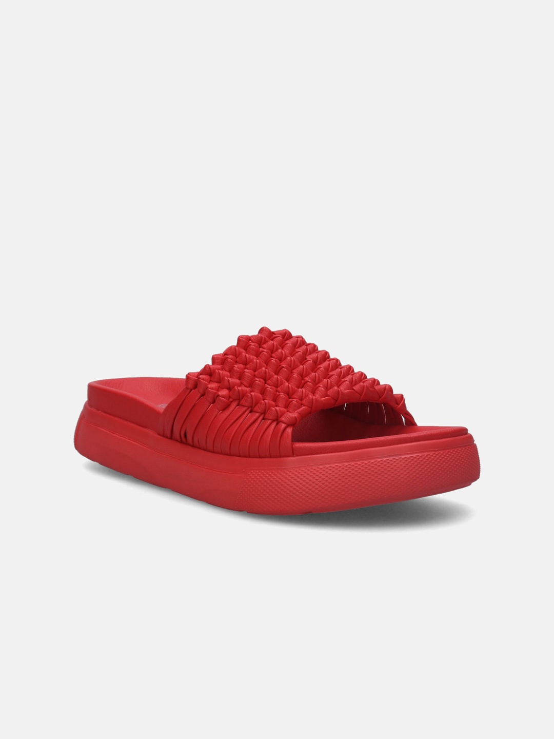 

BAGATT Dalia Women Woven Design Open Toe Slip On Flats, Red