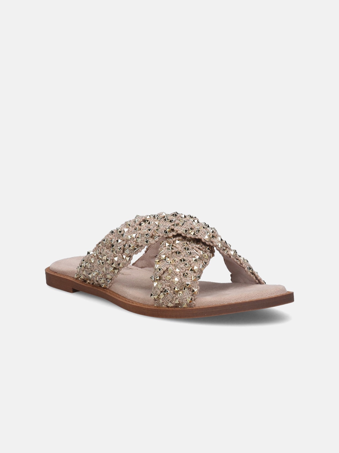 

BAGATT Goldy Women Embellished Open Toe Slip On Flats, Beige