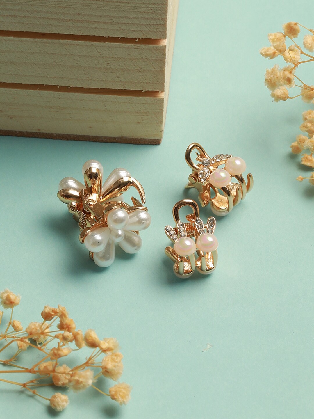 

Jazz and Sizzle Set of 3 Embellished Mini Claw Clips, Gold