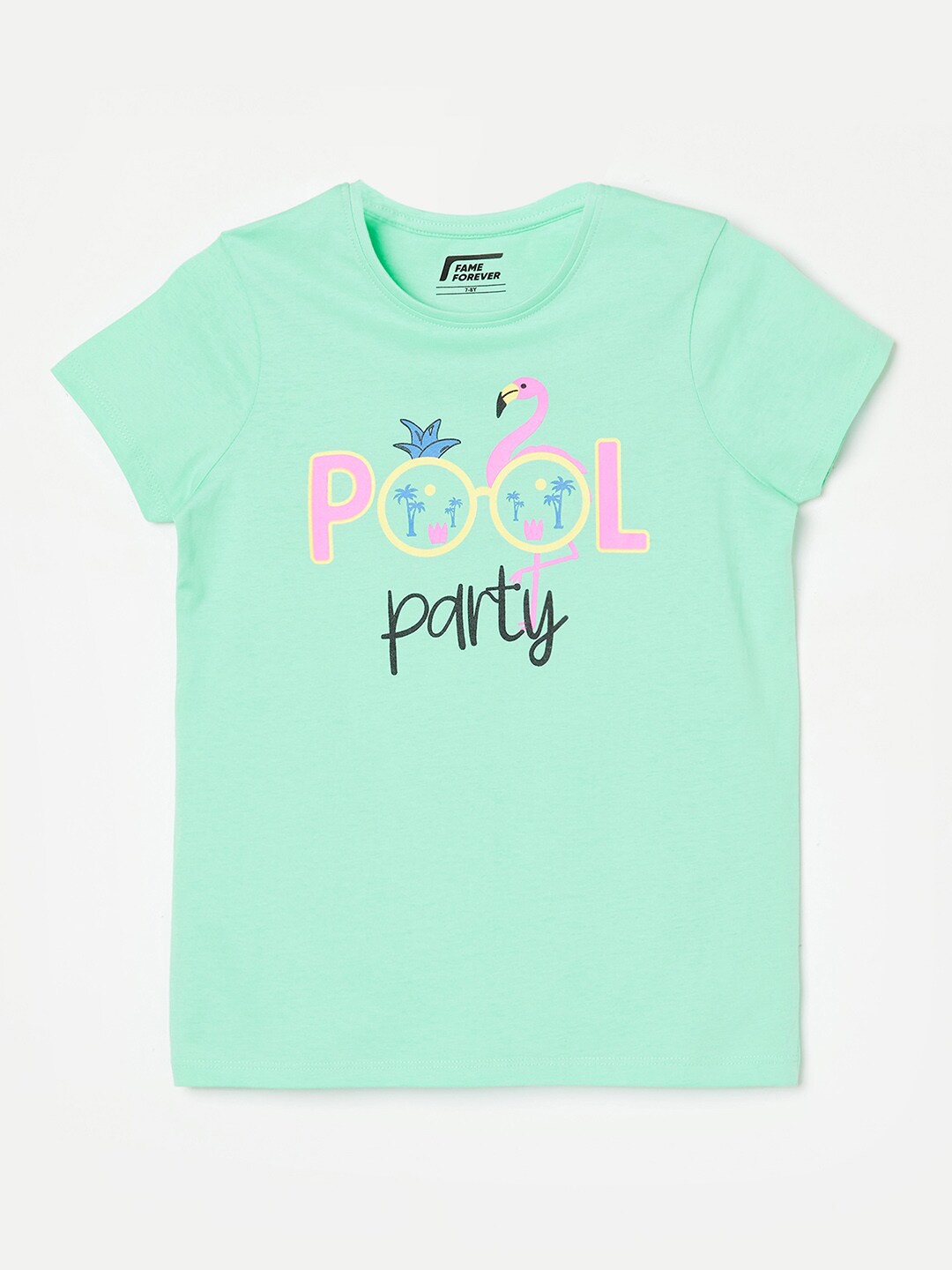 

Fame Forever by Lifestyle Girls Typography Printed Pure Cotton T-shirt, Sea green