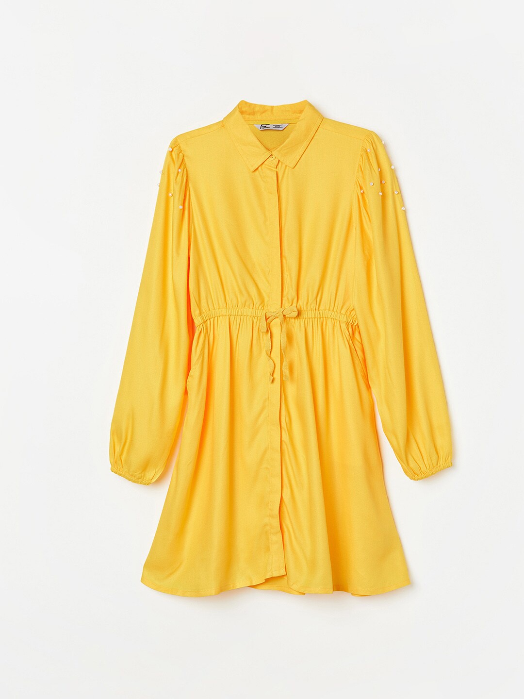 

Fame Forever by Lifestyle Cuffed Sleeves Shirt Dress, Yellow