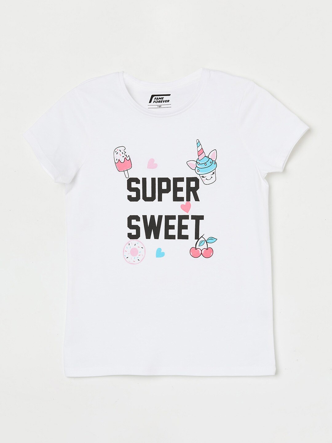 

Fame Forever by Lifestyle Girls Typography Printed Round Neck Pure Cotton T-shirt, White