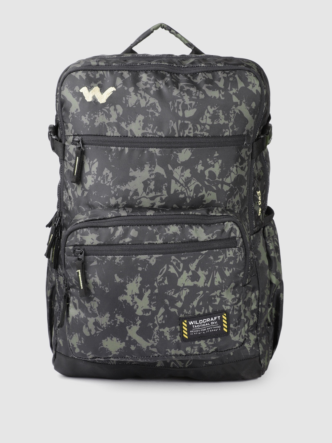 

Wildcraft Unisex Camouflaged Backpack with Compression Straps and Rain Cover, Black