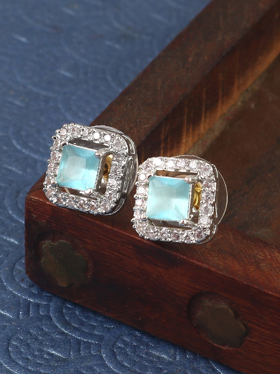 

Jewar Mandi Silver-Plated Square Studs Earrings