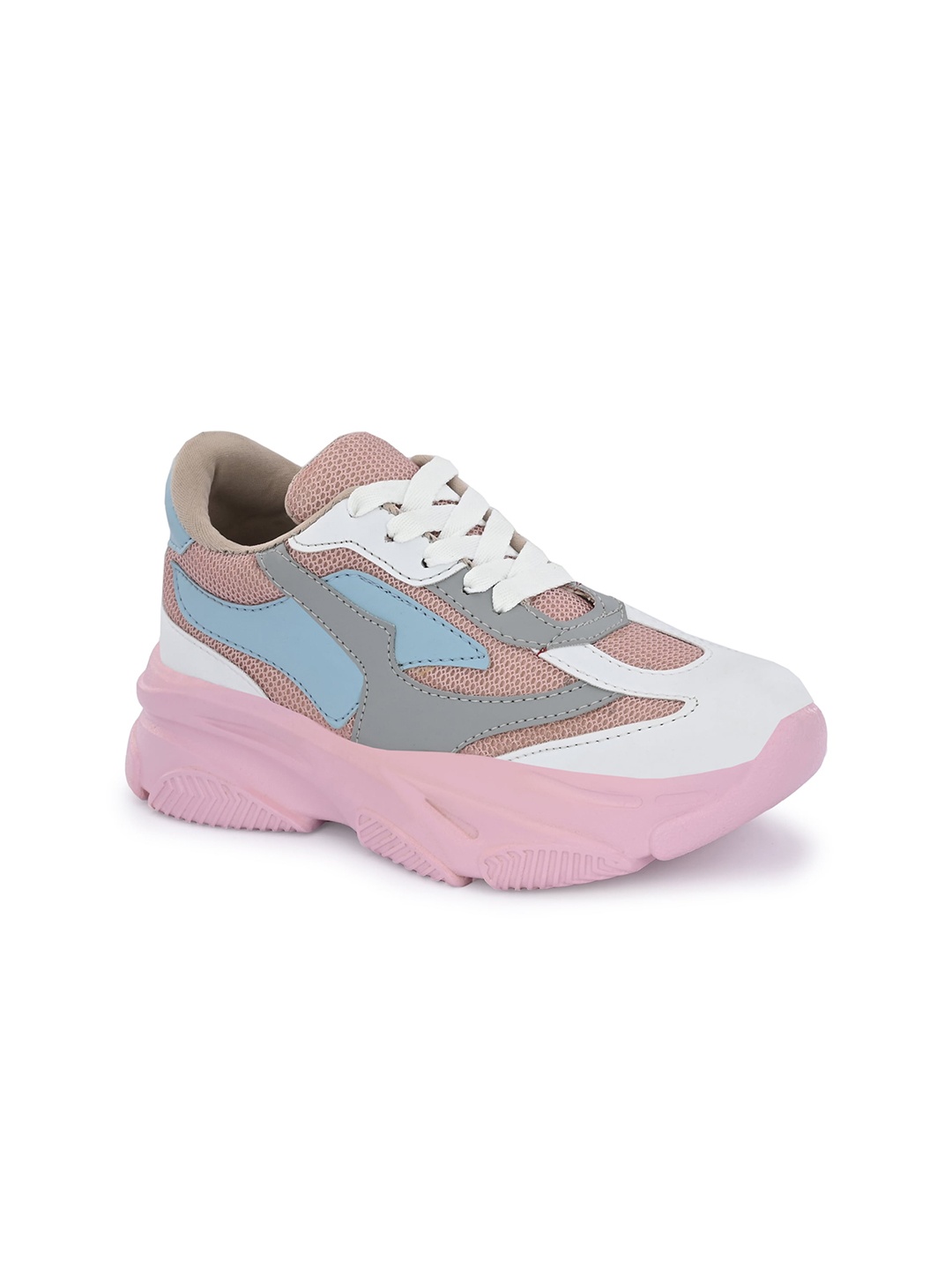 

knoos Women Colourblocked Mesh Comfort Insole Basics Sneakers, Pink