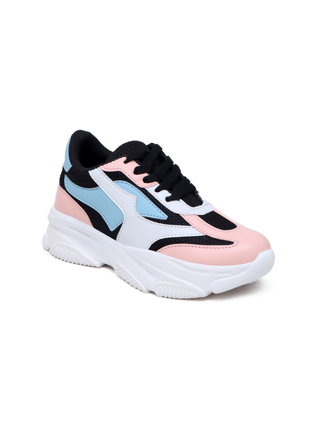 

knoos Women Colourblocked Mesh Comfort Insole Basics Sneakers, Black