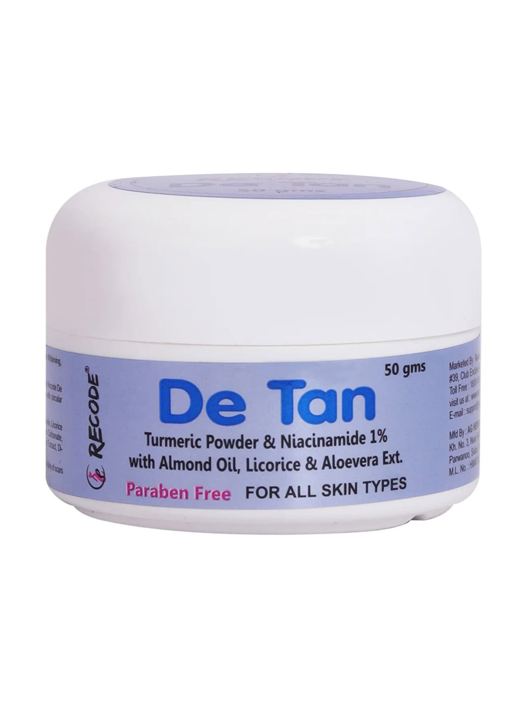 

Recode De-Tan Body Scrub with Turmeric Powder & Aloe Vera - 50 g, Blue