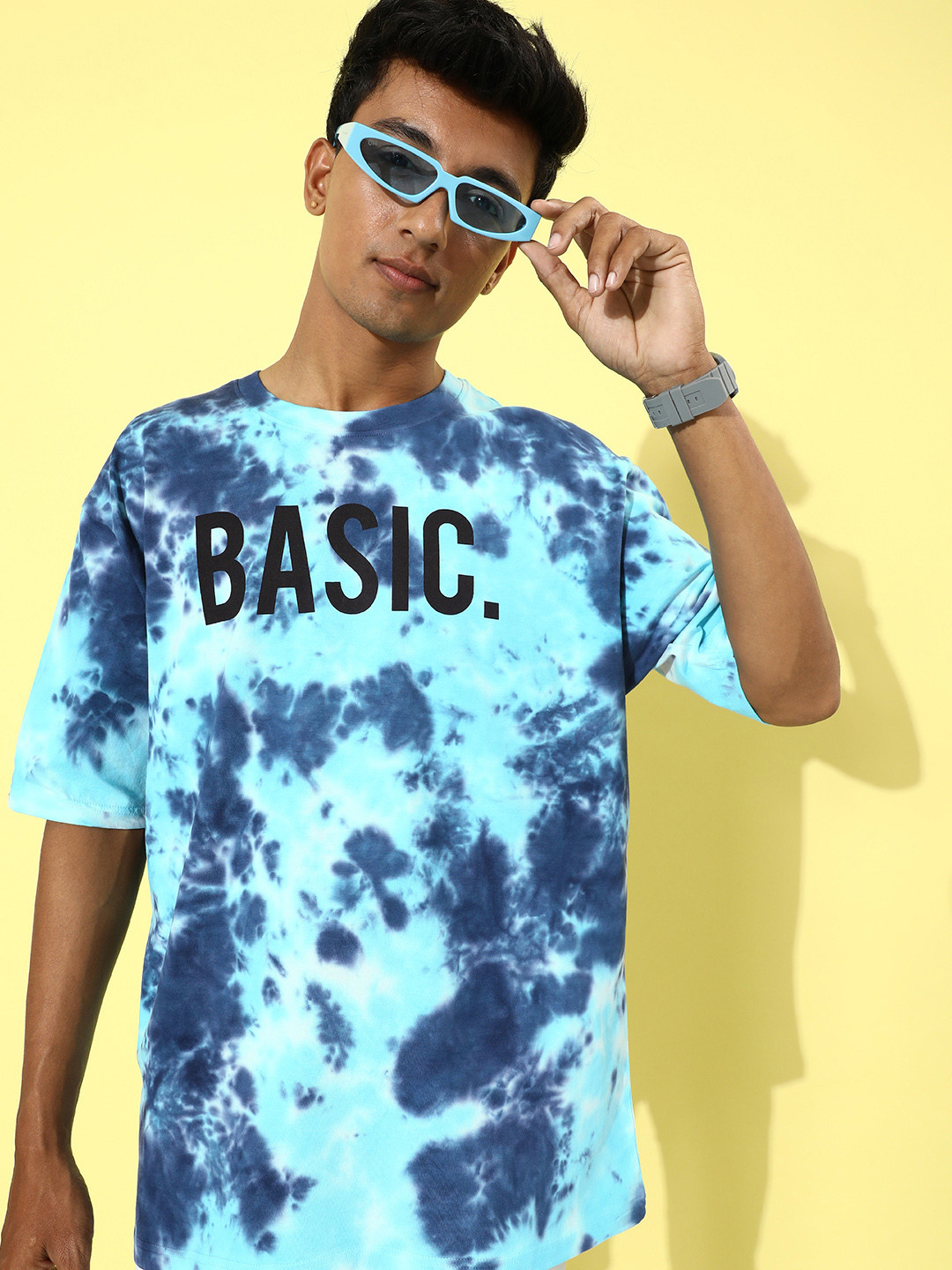 

DILLINGER Men Multicoloured Tie & Dye Oversized Pure Cotton Longline T-shirt, Multi