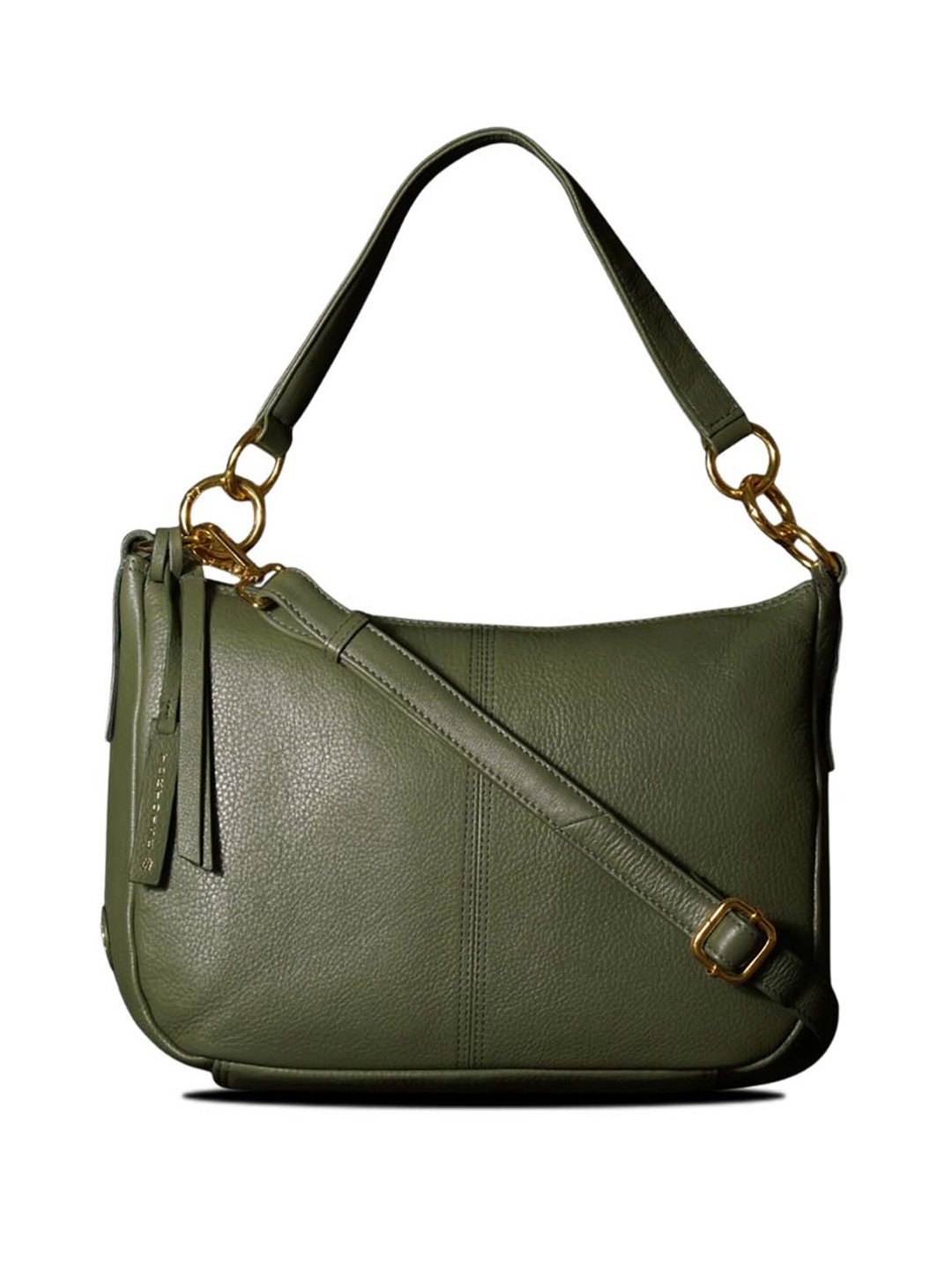 

Tortoise Textured Leather Handheld Bag, Green