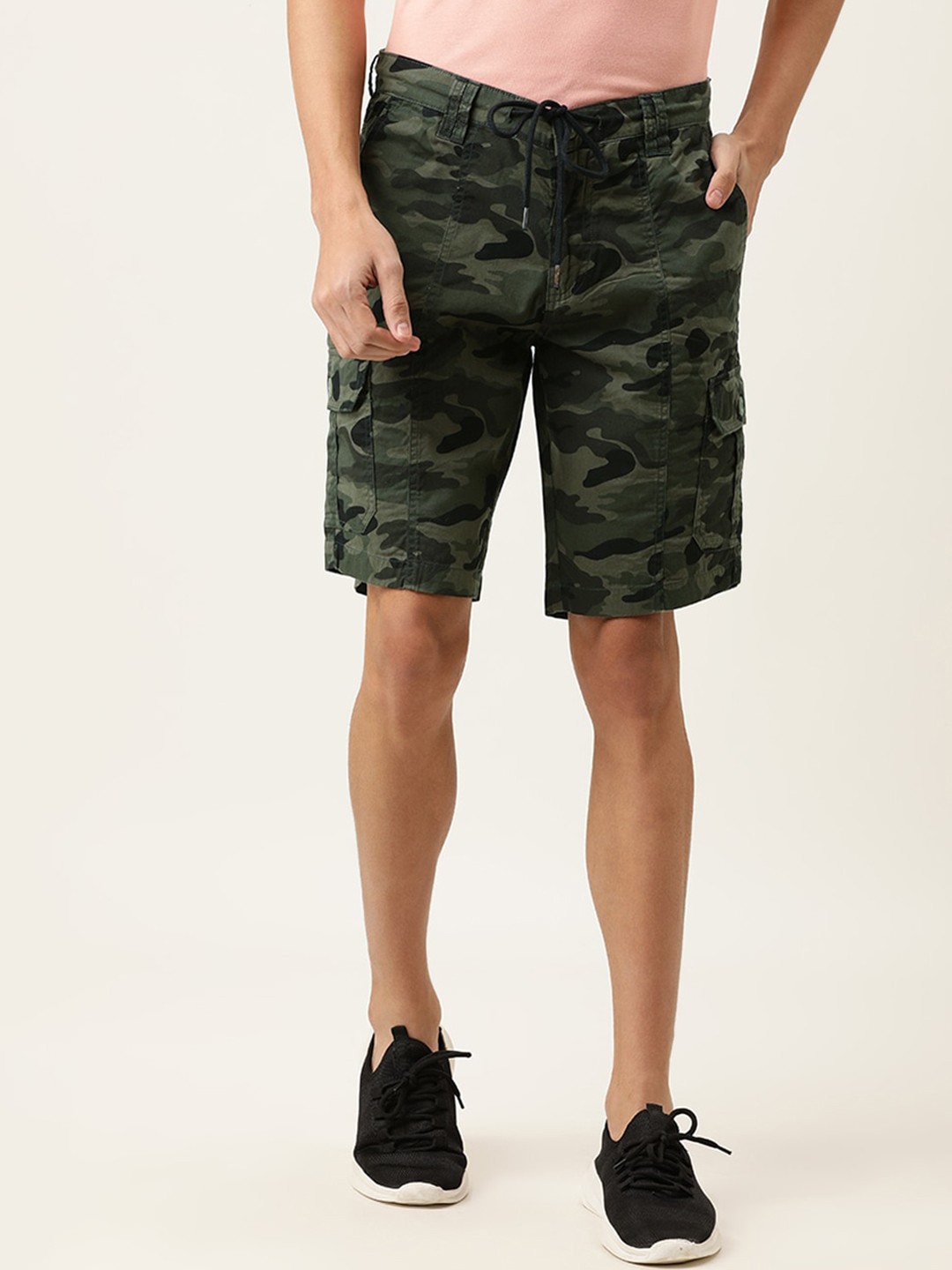 

IVOC Men Camouflage Printed Slim Fit Outdoor Cargo Shorts, Green