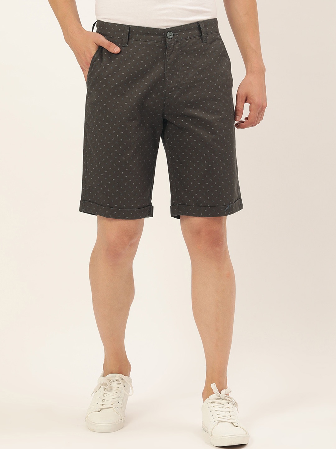 

IVOC Men Geometric Printed Slim Fit Outdoor Shorts, Charcoal