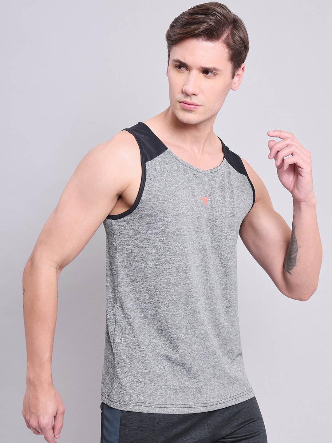 

Technosport Round Neck Antimicrobial Gym Innerwear Vests, Grey