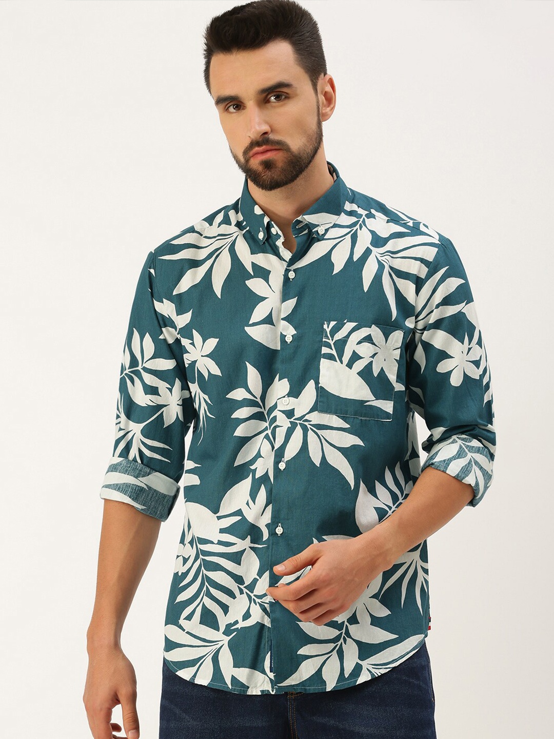 

Bene Kleed Classic Floral Printed Pure Cotton Casual Shirt, Blue