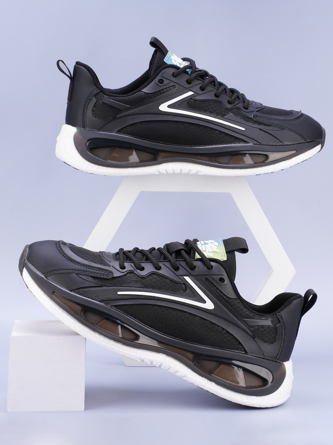 

RapidBox Men Textured Mesh Basics Sneakers, Black