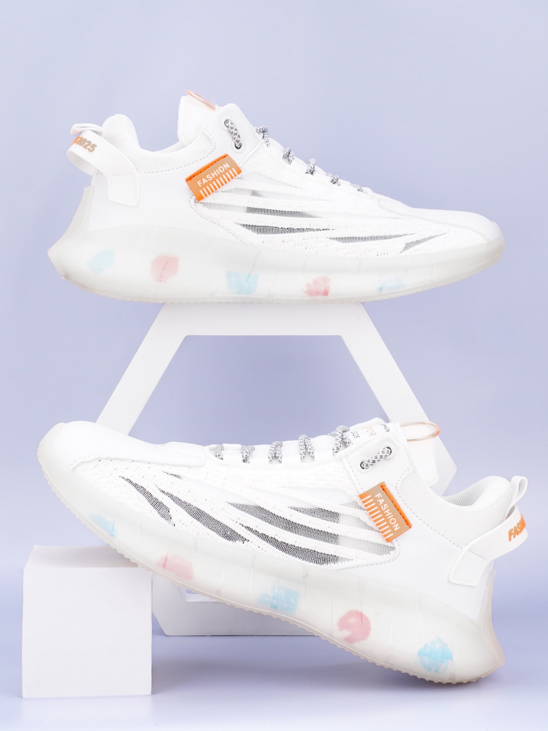 

RapidBox Men Woven Design Mesh Basics Sneakers, White