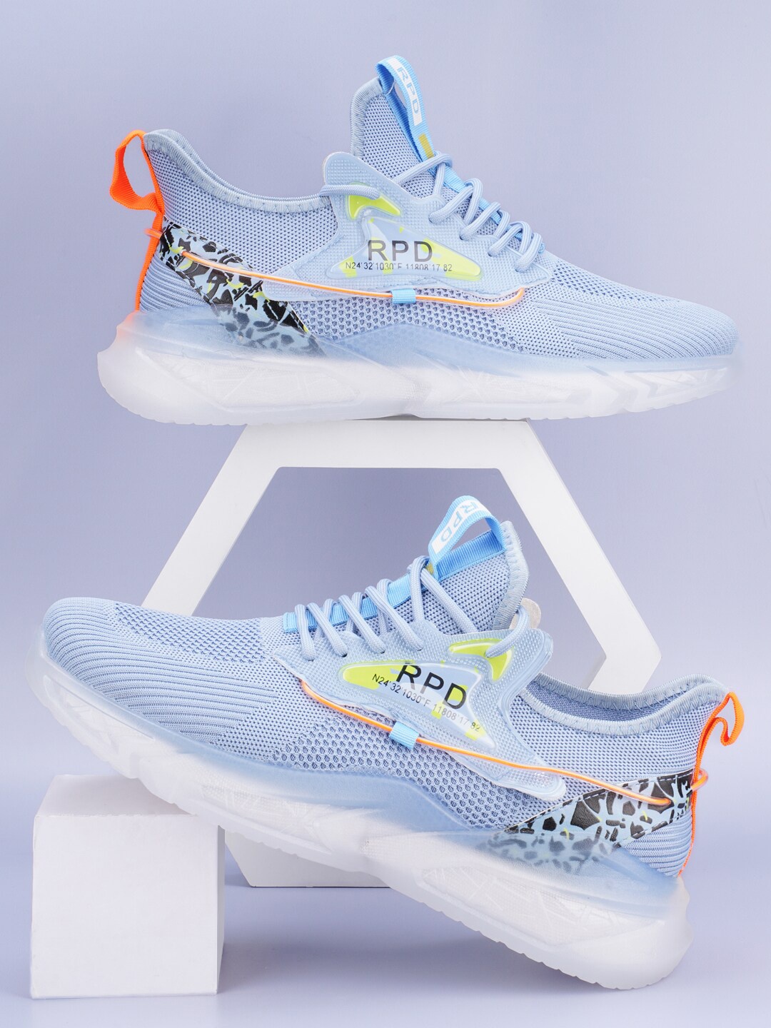 

RapidBox Men Woven Design Mesh Basics Sneakers, Blue