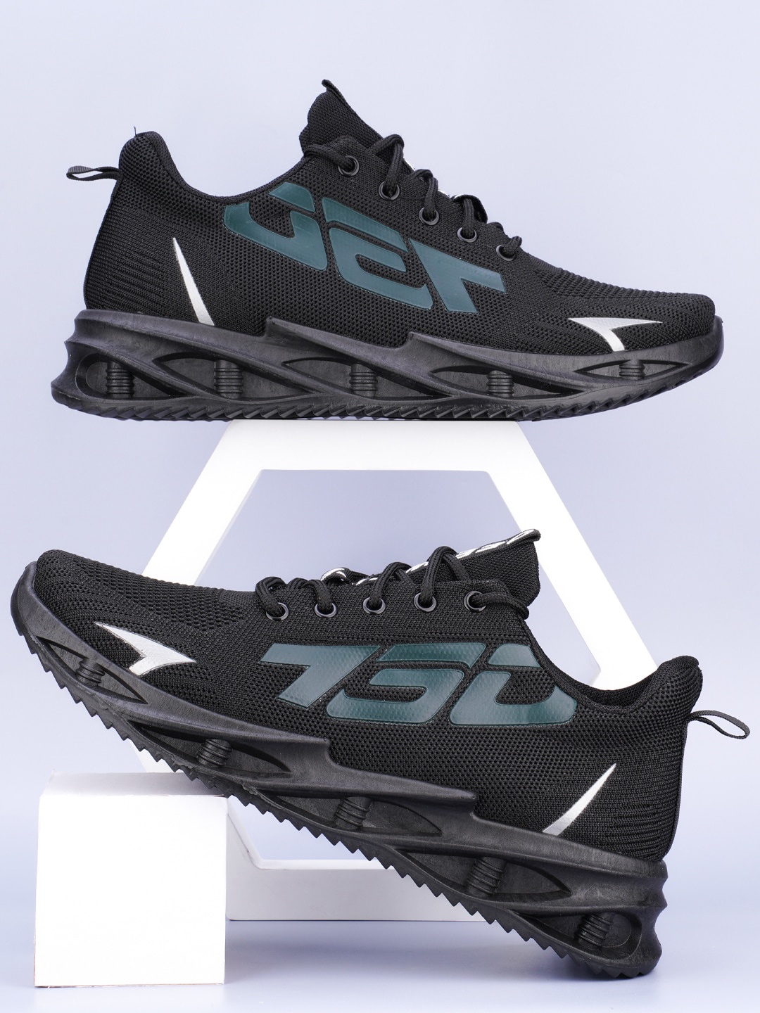 

RapidBox Men Woven Design Mesh Basics Sneakers, Black