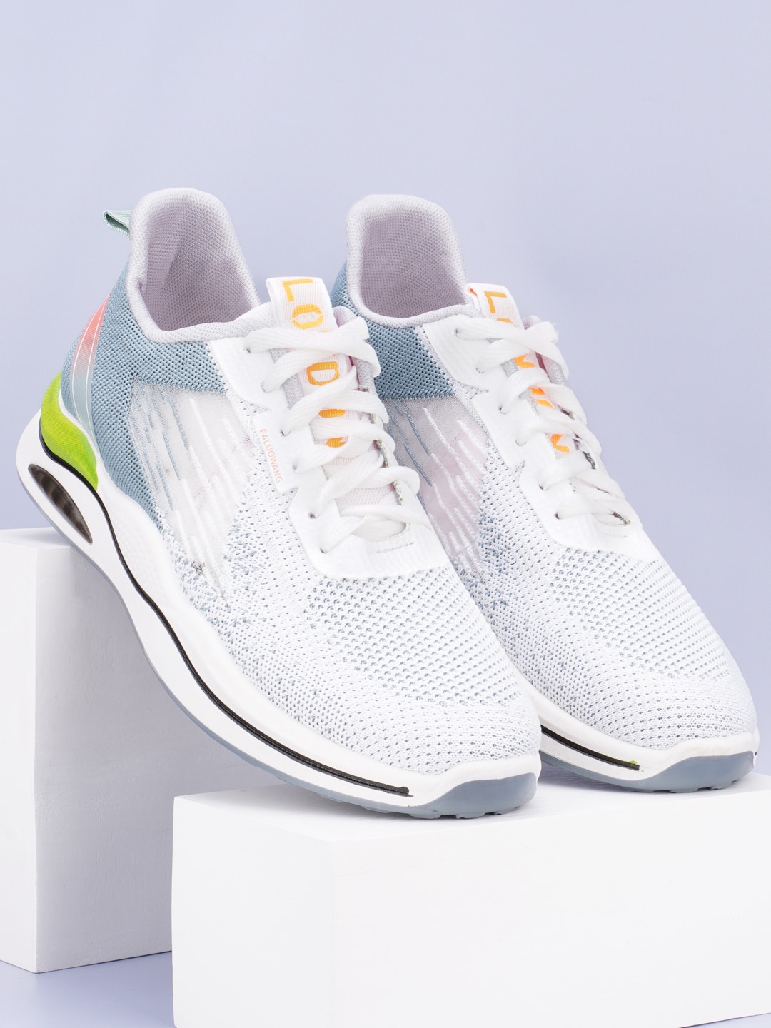 

RapidBox Men Woven Design Mesh Basics Sneakers, White