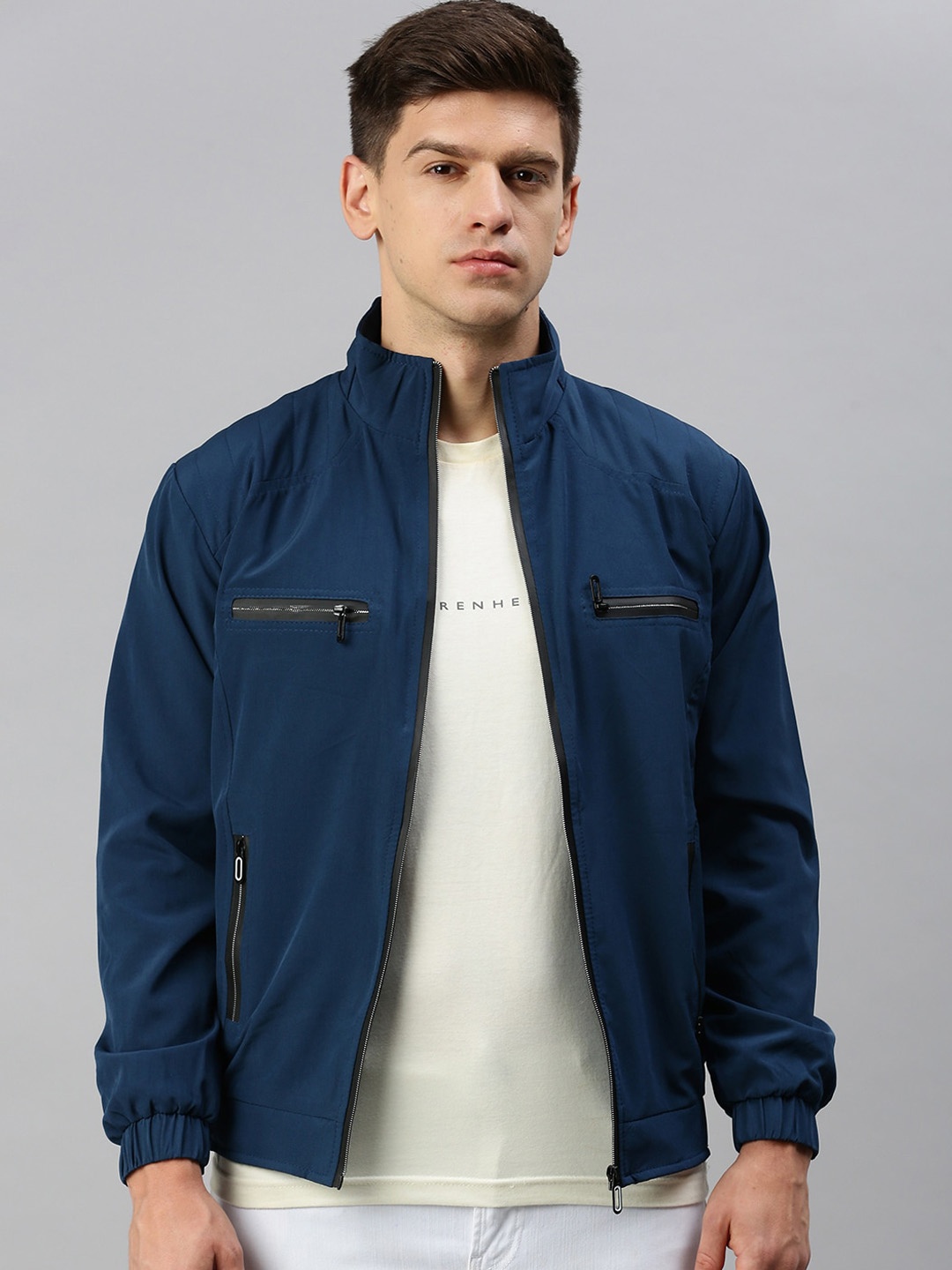 

VOXATI Stand Collar Bomber Jacket, Teal