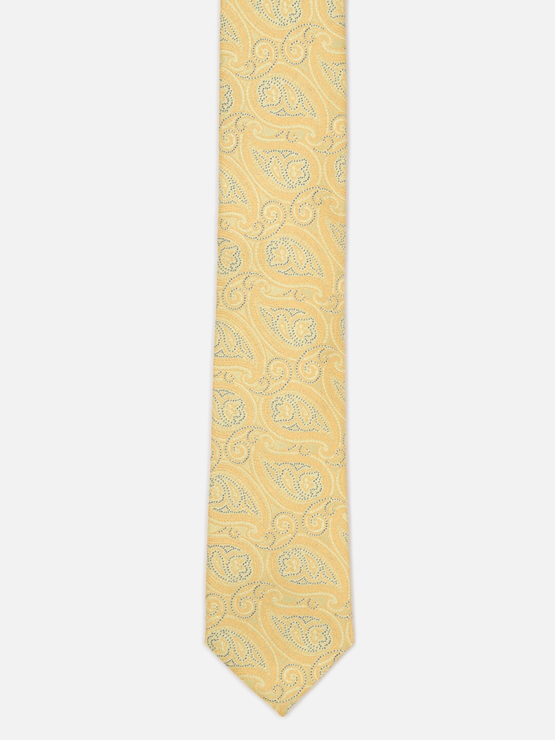 

Peter England Men Woven Design Broad Tie, Yellow