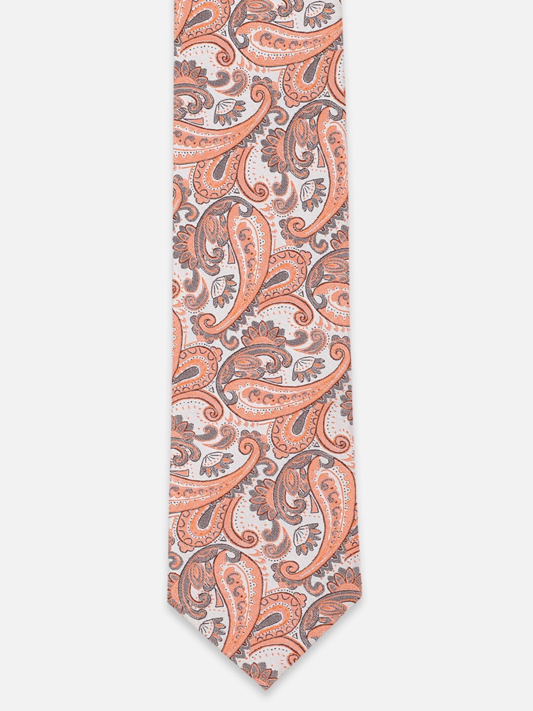 

Peter England Men Woven Design Broad Tie, Peach