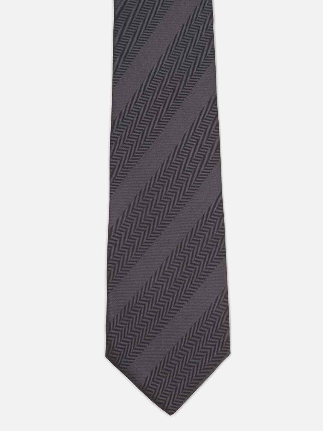 

Peter England Men Woven Design Broad Tie, Grey