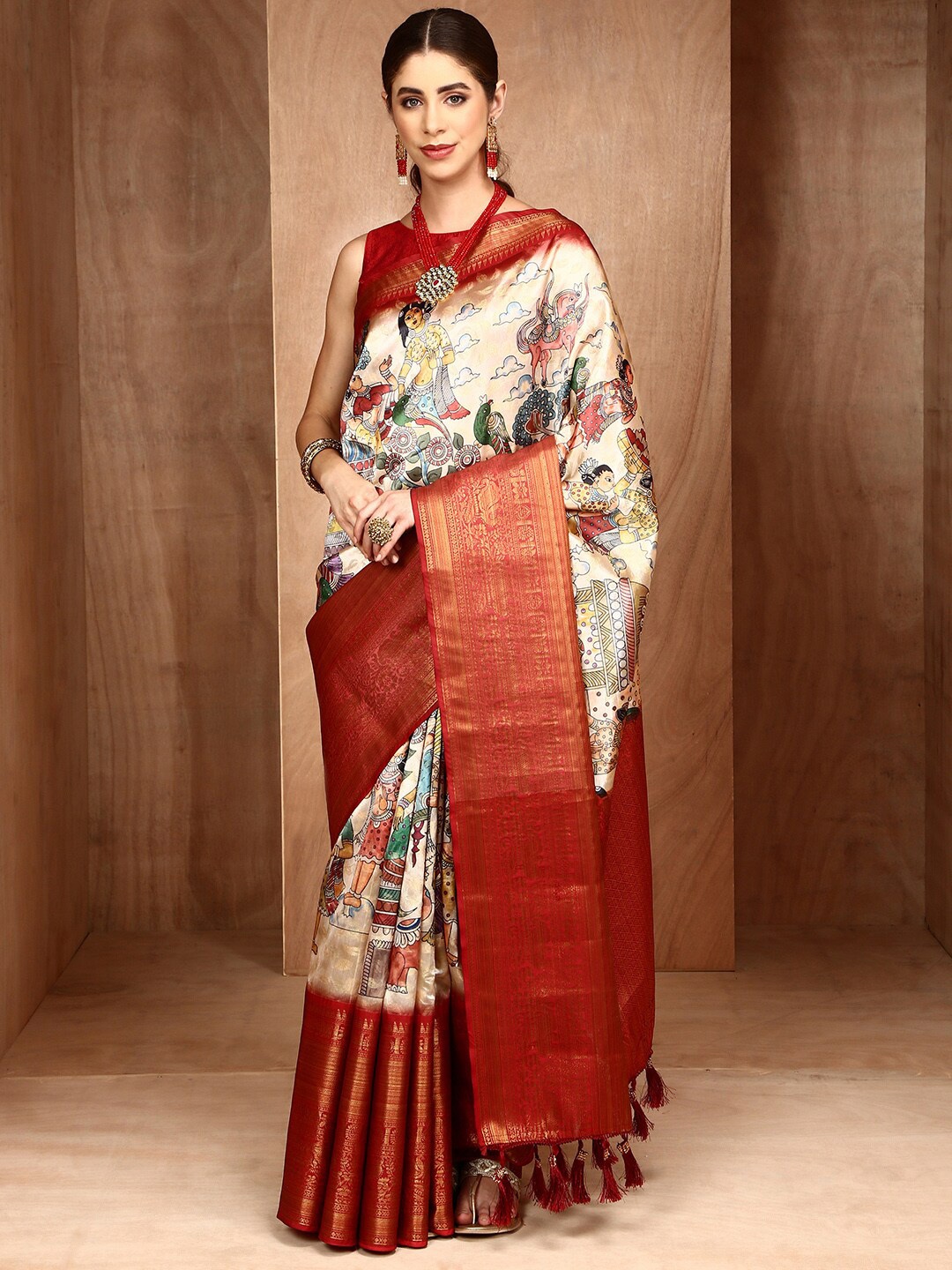 

Anouk Ethnic Motifs Printed Zari Patola Saree, White