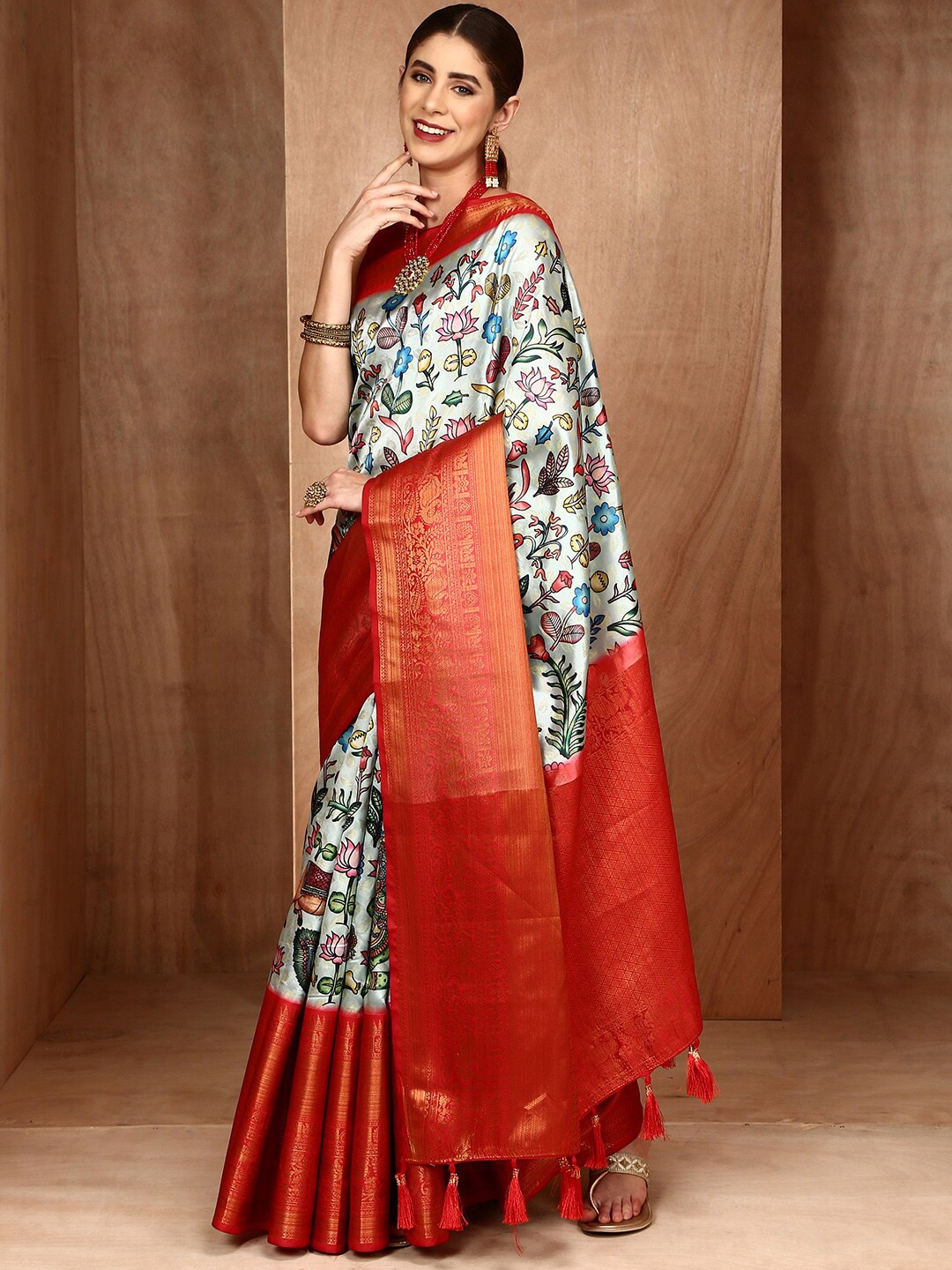 

Anouk Floral Printed Zari Patola Saree, White