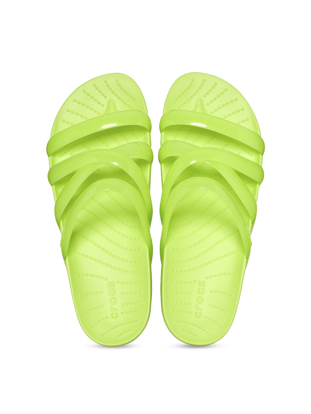 

Crocs Women Textured Open Toe Flats, Green