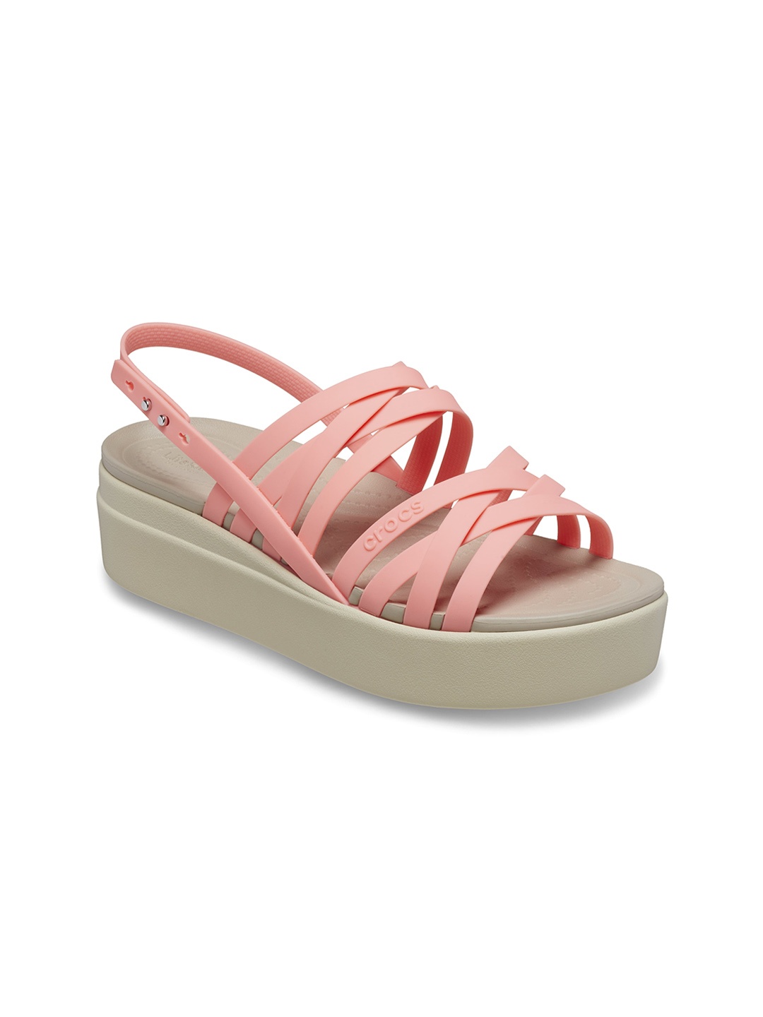 

Crocs Strappy Open Toe Croslite Wedges With Backstrap, Pink