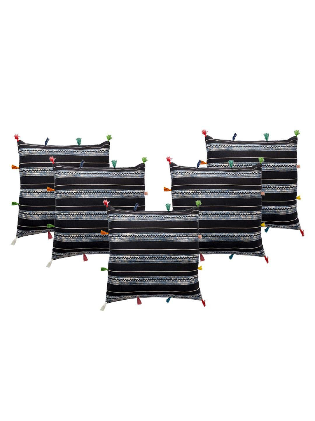 

Contrast Living Black & White 5 Pieces Printed Cotton Square Cushion Covers