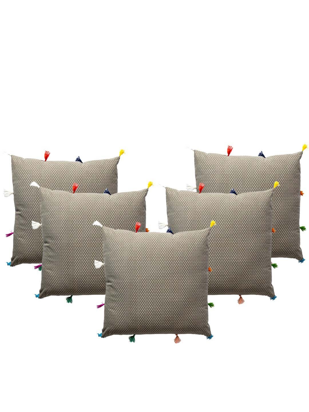 

Contrast Living Grey & White 5 Pieces Geometric Cotton Square Cushion Covers
