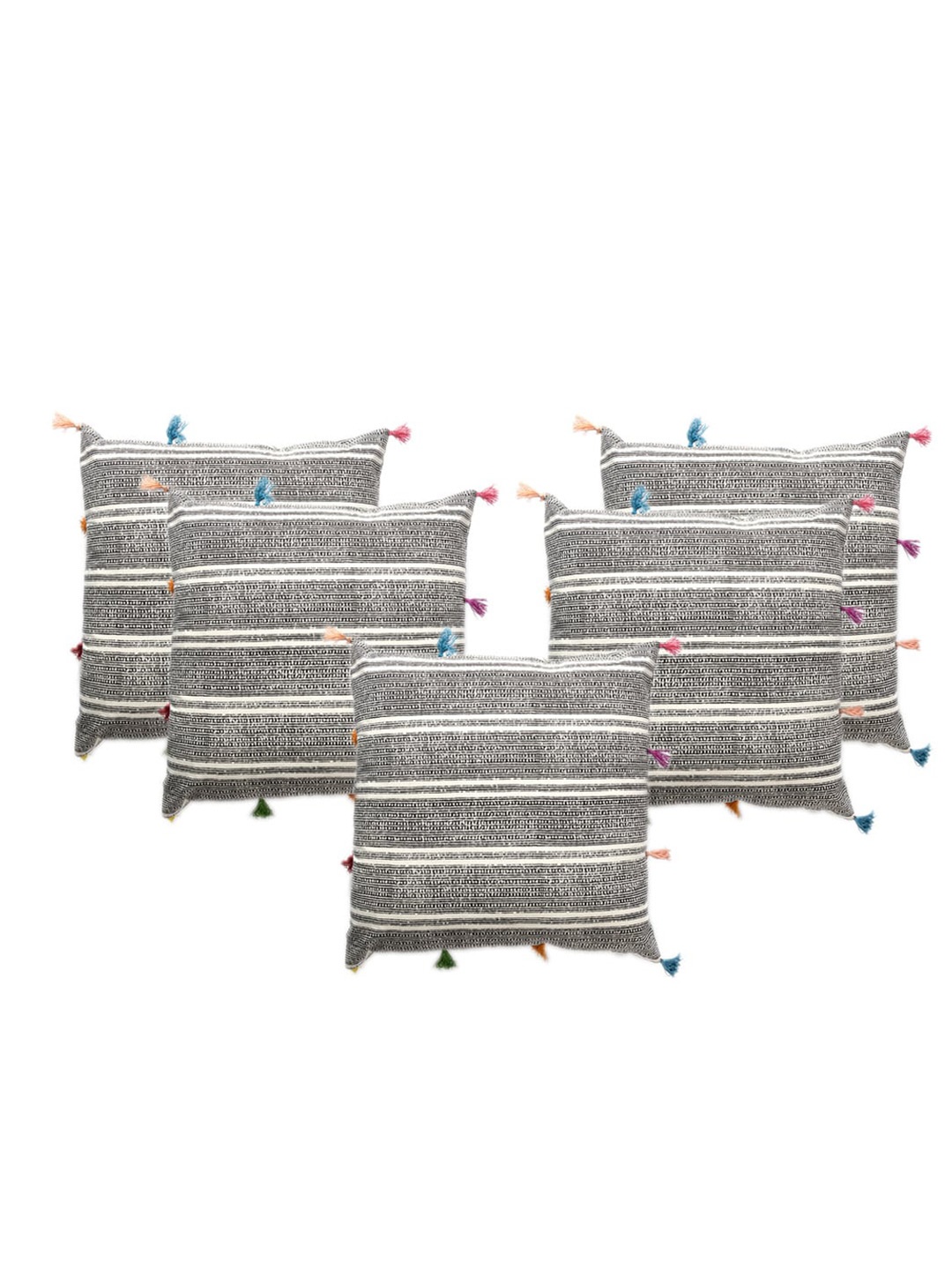

Contrast Living Black & White 5-Pieces Printed Cotton Square Cushion Covers