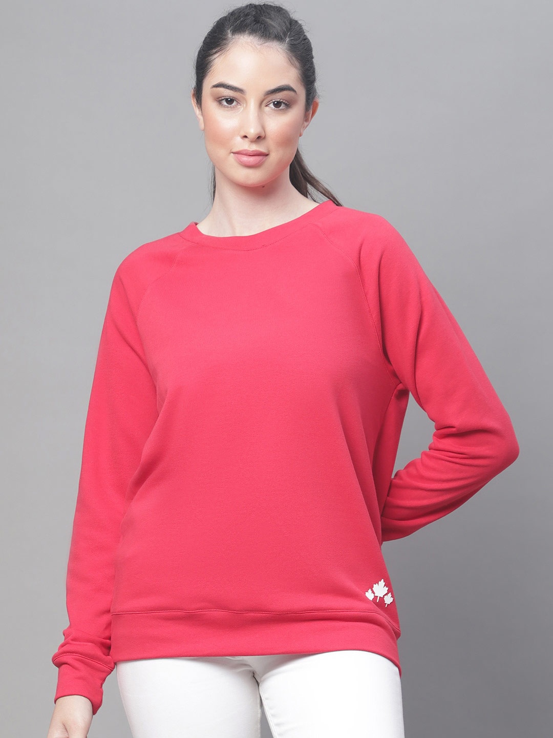 

Rute Round Neck Cotton Sweatshirt, Red